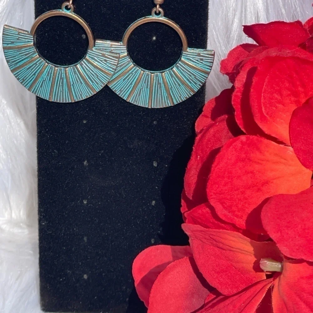 BOGO NewTurquoise Blue & Copper Hopp Dangle Bohemian Southwestern Earrings